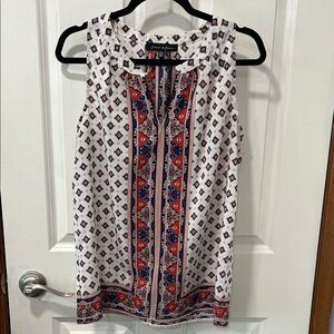 Christopher & Banks Geometric Sleeveless Top - Red, Blue, White